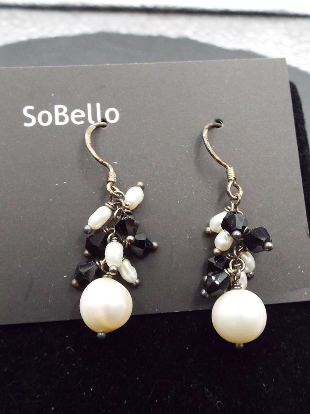 SOBELLO RICE FRESHWATER PEARLS SMOKY TOPAZ & PEARL DANGLY EARRINGS 69